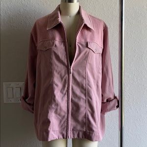 Vintage Rose Pink Denim and Knit Jacket